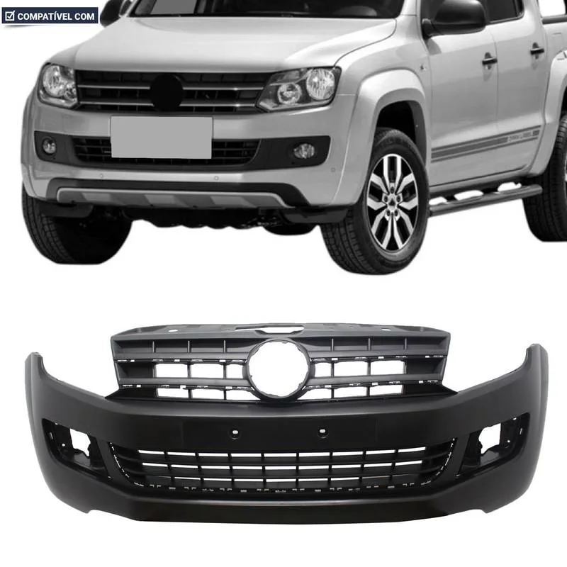 PARACHOQUE DIANTEIRO AMAROK 10/16 COM GRADE COM FURO FRISO PRETO LISO