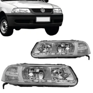 FAROL GOL/ PARATI/ SAVEIRO G3 99/05 FOCO DUPLO MASCARA CROMADA