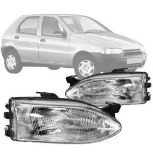 FAROL PALIO/ SIENA/ STRADA G1 96/00 FOCO SIMPLES MASCARA CROMADA LENTE VIDRO