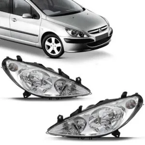FAROL PEUGEOT 307 2002/2006 MASCARA CROMADA