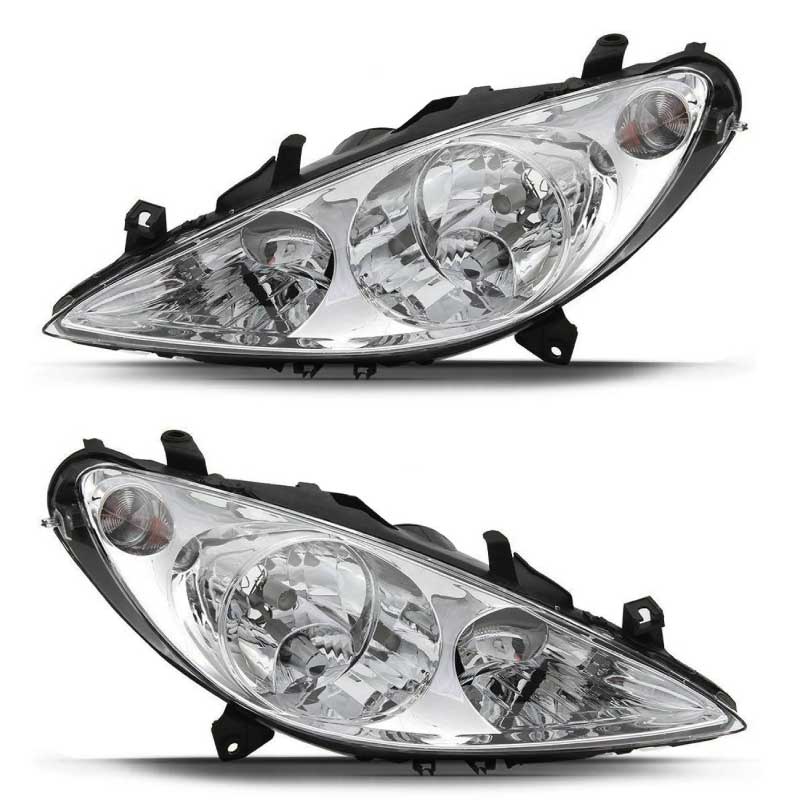 FAROL PEUGEOT 307 2002/2006 MASCARA CROMADA - Imagem 4