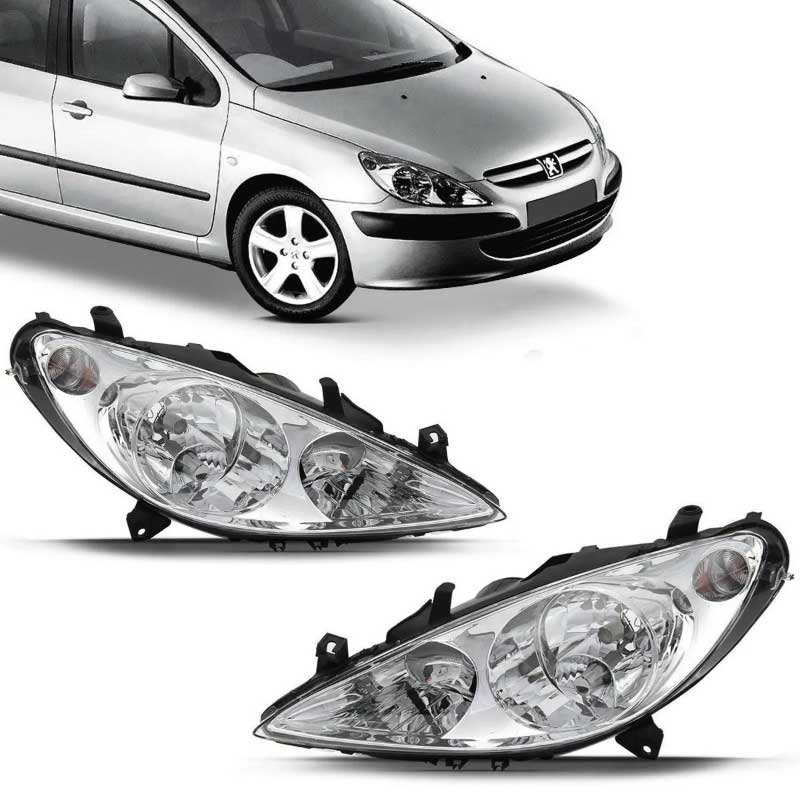 FAROL PEUGEOT 307 2002/2006 MASCARA CROMADA