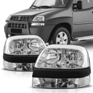 FAROL DOBLO 01/08 MASCARA CROMADA COM AUXILIAR