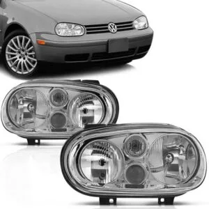 FAROL GOLF 99/06 COM AUXILIAR MASCARA CROMADA