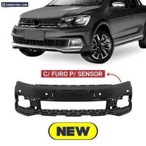 PARACHOQUE DIANTEIRO SAVEIRO CROSS G7 16/22 COM FURO SENSOR PRETO LISO PARCIAL