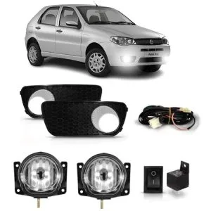 KIT FAROL MILHA PALIO 04/11 ZOIÃO COM GRADE COPO CROMADO COM BOTÃO UNIVERSAL