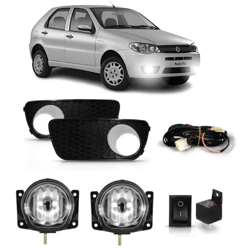KIT FAROL MILHA PALIO 04/11 ZOIÃO COM GRADE COPO CROMADO COM BOTÃO UNIVERSAL