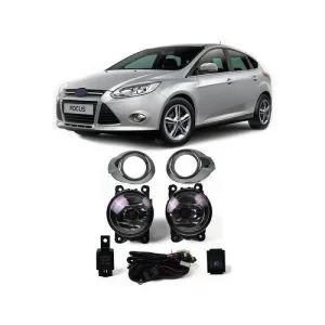 KIT FAROL MILHA FOCUS 14/15 COM GRADE CROMADA COM BOTÃO UNIVERSAL