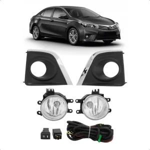 KIT FAROL MILHA COROLLA 14/17 COM GRADE ARO CROMADO