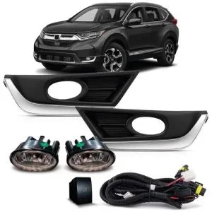KIT FAROL MILHA CRV 18/20 COM GRADE FRISO CROMADO IMPORTADO
