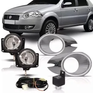 KIT FAROL MILHA PALIO 08/11 SIENA ELX COM MOLDURA CROMADA