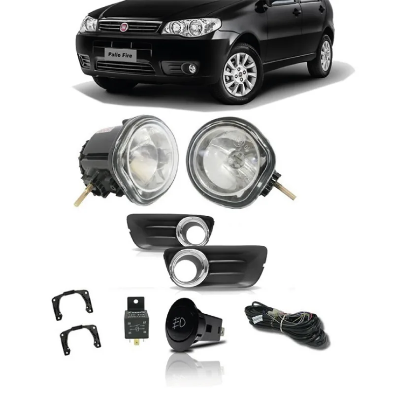 KIT FAROL MILHA PALIO G3 ZOIAO 11/15 ECONOMY COM GRADE ARO CROMADO