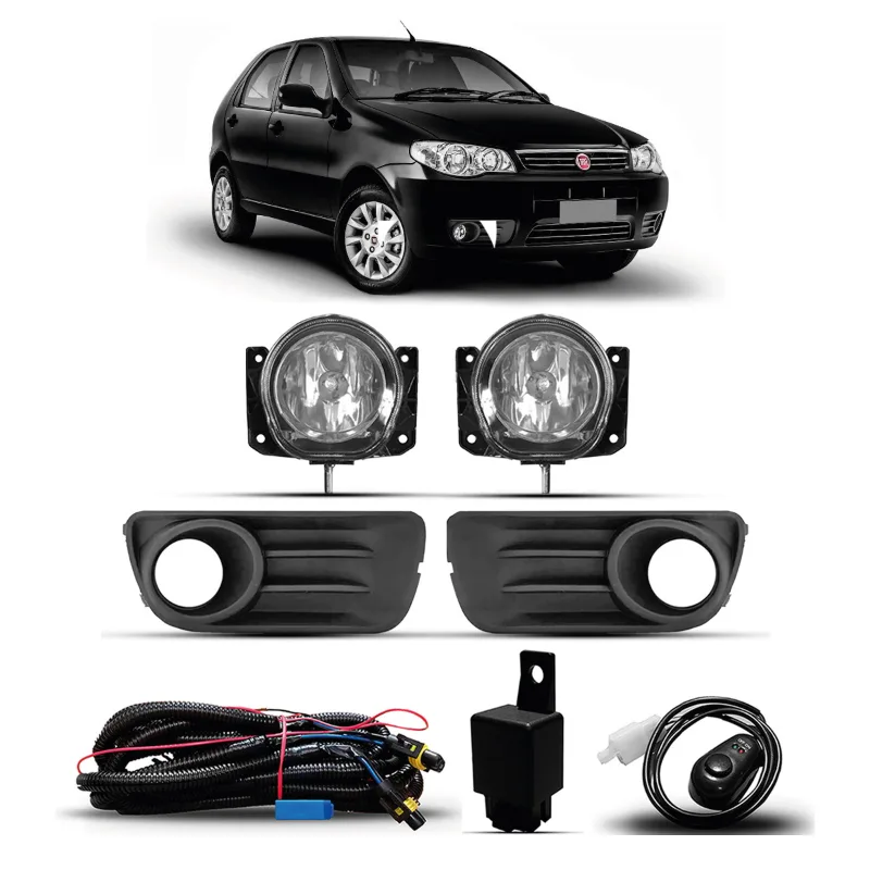 KIT FAROL MILHA PALIO 11/15 ZOIÃO/ECO COM GRADE PRETA COM BOTÃO UNIVERSAL
