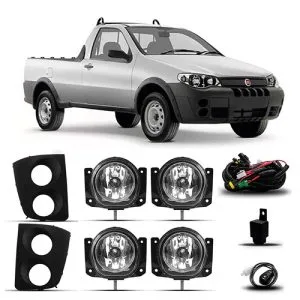 KIT FAROL MILHA STRADA 05/08 PALIO ADVENTURE COM GRADE COM BOTÃO UNIVERSAL