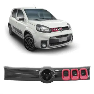 GRADE RADIADOR UNO SPORT 15/21 PRETA BRILHANTE MOLDURA VERMELHA IMPORTADA