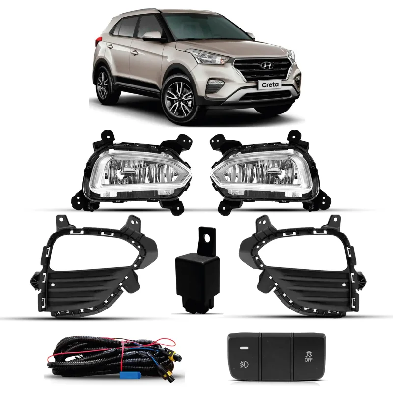 KIT FAROL MILHA CRETA 17/19 COM GRADE IMPORTADO