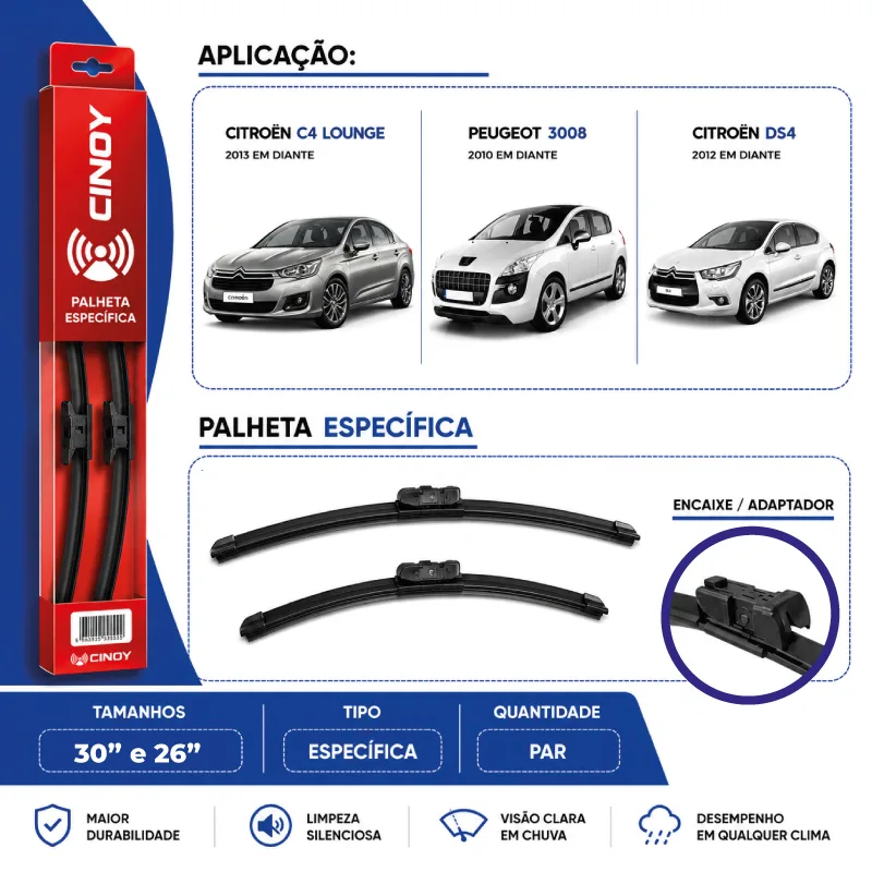 PAR PALHETA DIANTEIRA C4 LOUNGE 14/24 DS4 13/24 3008 10/17 IMPORTADA - Imagem 2